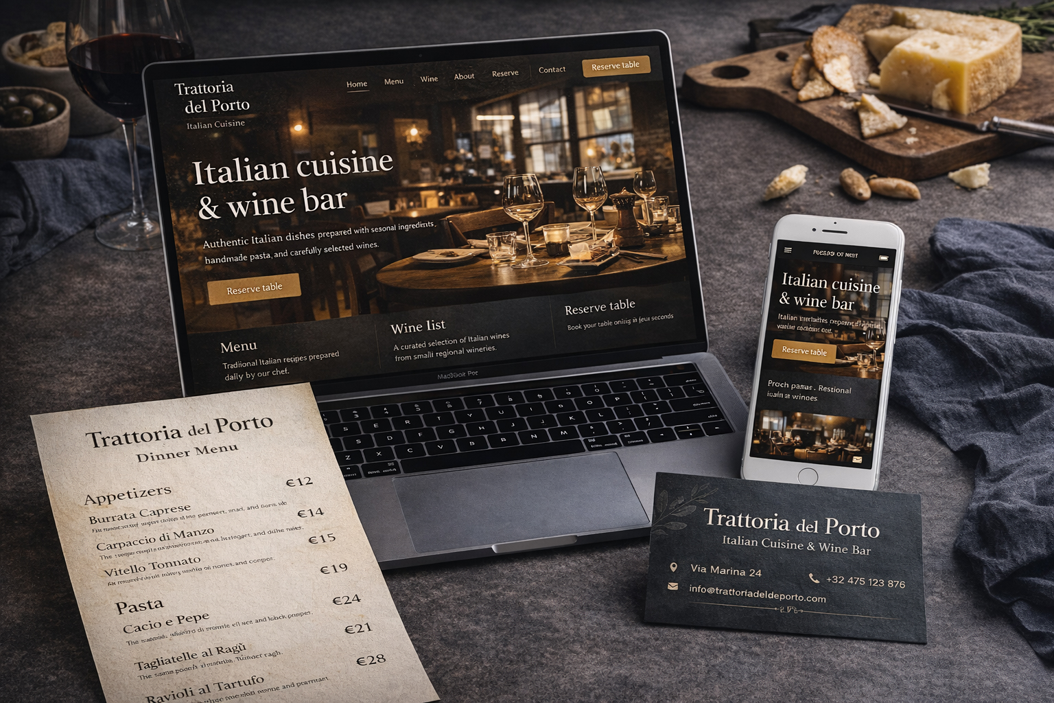 Restaurant website concept voorbeeld